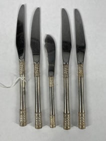5 Pieces of Desirable Wallace Aegean Weave Sterling Flatware
