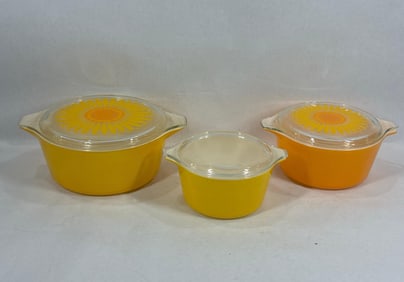 Pyrex Sunflower Yellow 3pc casserole set