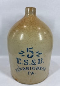 E.S. & B. Brighton, PA 5gal stoneware jug
