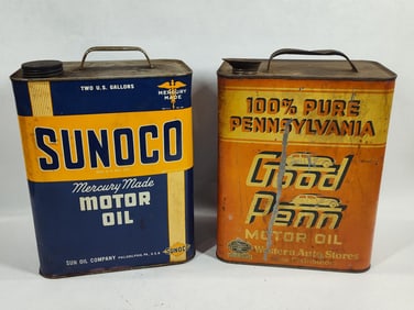 Good Penn & Sunoco Motor Oil 2gal cans