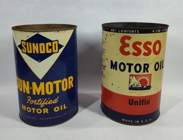 Esso & Sunoco Motor Oil 5qt cans