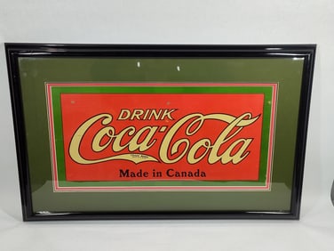 Coca-Cola framed cardboard sign