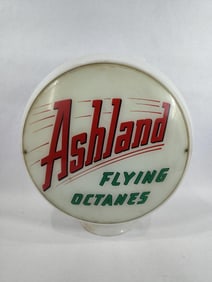 2- Ashland Flying Octanes lenses in milk glass wide body globe
