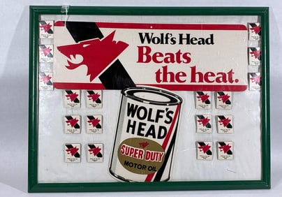Neat Wolf's Head Motor Oil framed display