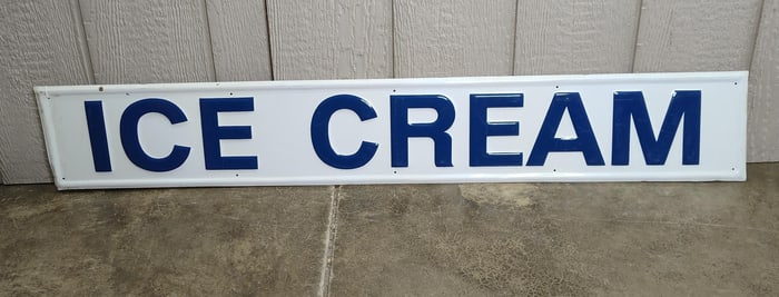 SS Alum 1960s Ice Cream embossed sign