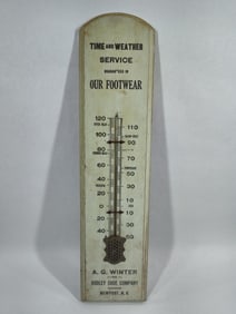 A.G. Winter Dudley Shoe Co. wooden thermometer