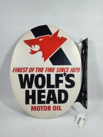 DST Wolf's Head Motor Oil flange sign