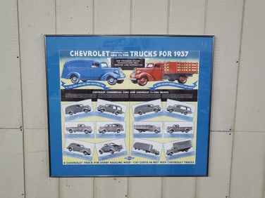 Chevrolet Trucks for 1937 framed paper poster