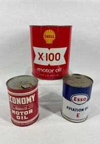 Shell 1gal, Esso Aviation & Economy Motor oil 1qt cans