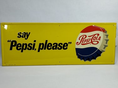 SST Pepsi-Cola say "Pepsi, please" embossed sign