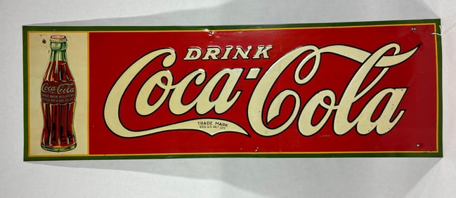 1931 SST Coca-Cola embossed sign with Xmas Bottle
