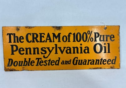 DSP Oilzum The Cream of 100% Pure Pennsylvania Oil sign