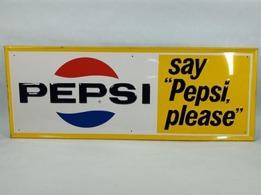 SST Pepsi say "Pepsi, please" embossed sign