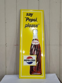 SST say "Pepsi, please" Pepsi Cola embossed sign