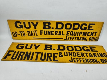 2- Guy B. Dodge Jefferson, OH Cardboard signs