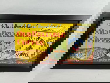 Great graphical Old Reliable Coffee framed cdbd litho