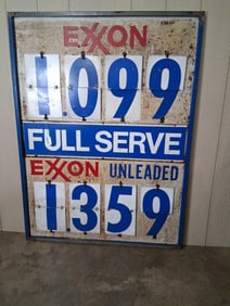 Large Exxon Station Billboard Pricer sign