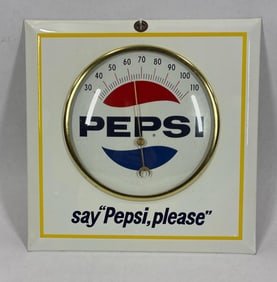 Small Tin over cardboard Pepsi thermometer