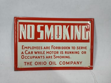 SST Ohio Oil Co No Smoking embossed sign