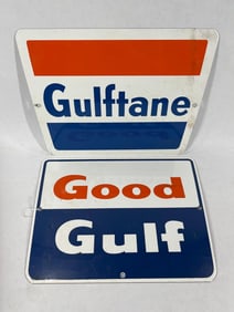 Porcelain Gulftane & Good Gulf pump plates