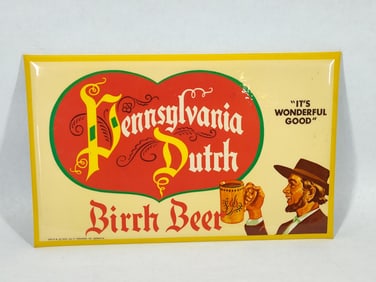 1955 Pennsylvania Dutch Birch Beer Celluloid sign