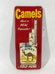 Camels Cigarettes metal embossed thermometer