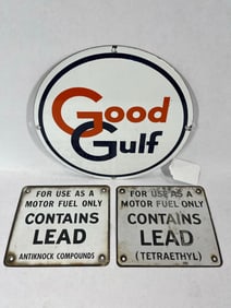 Porcelain Good Gulf & Contains Lead pump plates