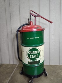 Quaker State barrel Lubester on casters