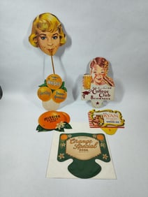 Lot of 5- 1940s cardboard Bottle Toppers