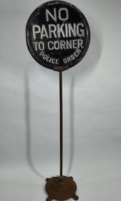 No Parking To Corner "Police Order" curb sign