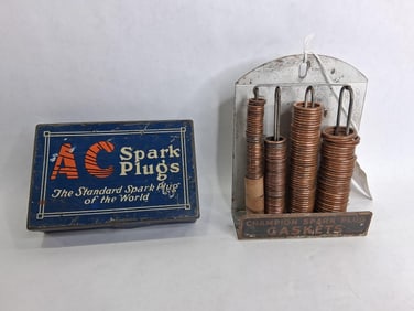 AC Spark Plugs tin & Champion Spark Plug Point of Sale Holder