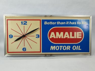 Amalie Motor Oil Union Label lighted clock