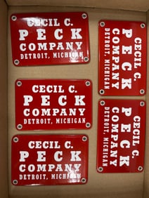 5- Cecil C. Peck Company porcelain machinery plates