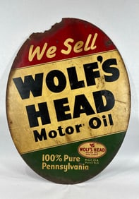 DST Wolf's Head Motor Oil sign
