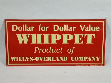 SST Whippet Product of Willys-Overland Co. embossed sign