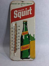 1971 Squirt Beverage embossed metal thermometer