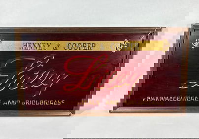 Liley Pharmaceuticals And Biologicals reverse painted glass sign