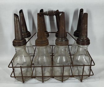 8- Glass Oil Bottles with carrier