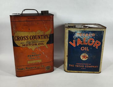 Texaco Valor 2gal & Cross Country 10qt cans