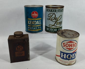 Sohio, Quaker State, Kendall & BPS cans