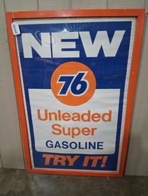 NOS New 76 Unleaded Super Gasoline framed poster