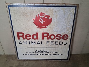 SST Red Rose Animal Feeds sign