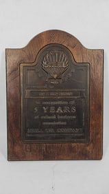 Shell Oil Co 5-yr Recognition copper & wood plaque