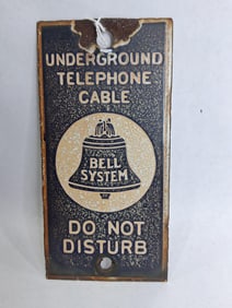 Bell System Underground Telephone Cable Do Not Disturb porc plate