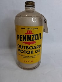 Pennzoil Outboard Motor Oil glass 1qt jar