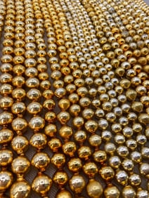 5 Antique Gold Mercury Glass Bead Feather Tree Garland Christmas Decoration Strands