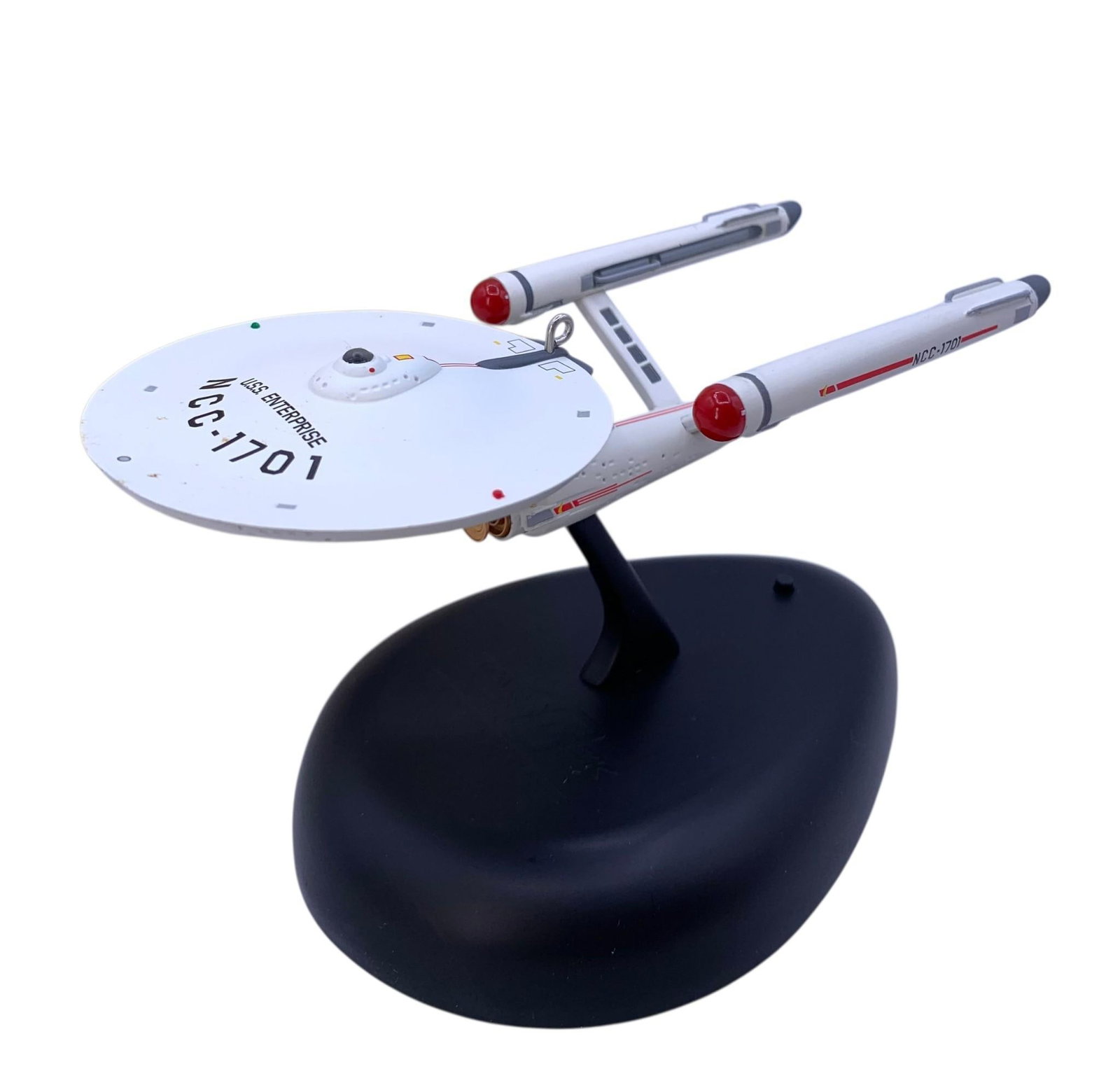 3 Star Trek Hallmark Keepsake Sci Fi Outerspace Spaceship Christmas Ornaments with Boxes: Including the Light & Sound U S S Enterprise, Blinking Light Deep Space Nine and Voice & Light Star Trek Voyager Borg Cube ornaments, each with the original box.