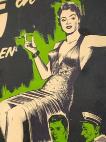 1954 Espionaje en Shanghai Theatre Lobby Advertising Movie Poster