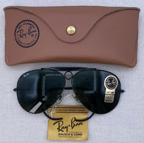 Iconic NOS Vintage Ray-Ban G-15 Gray Green Lens Aviator Sunglasses with Case & Tags