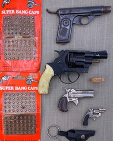 Vintage Italy, Spain, Hong Kong Cap Guns and Water Pistol Toys, Novelties